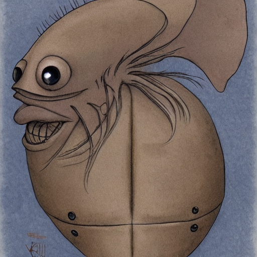 Manface Fish Creature By Shaun Tan, Style Of John Kenn Morte...