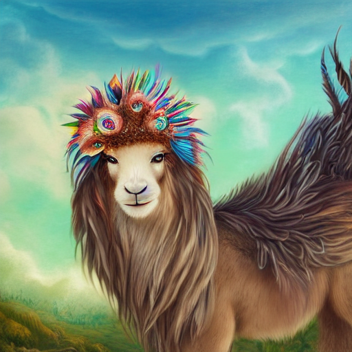 Cute Fluffy Baby Llama Rabbit Lion Hybrid Mixed Creature Cha...