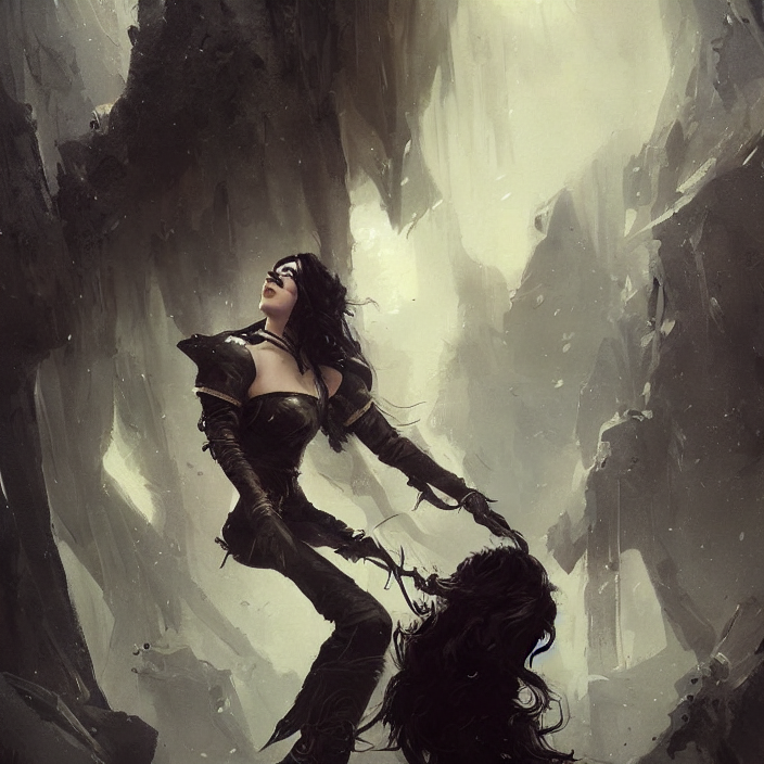 A Painting Of Yennefer Of Vengerberg By Greg Rutkowski, Dark...
