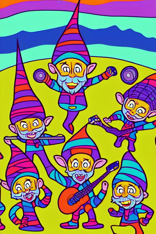 Psychedelic Gnomes Playing Music In The Adirondacks, Lake Ge...