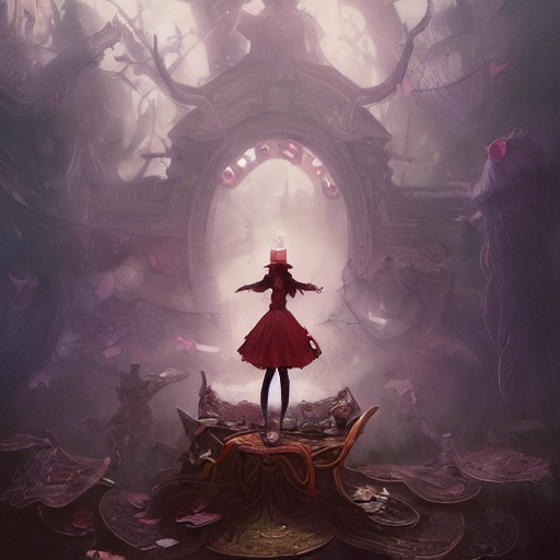 Illustration Of Alice In Wonderland At The Dark Carnival In...