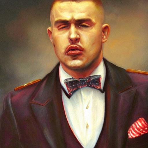 A Close - Up Canvas Painting Of A Realistic Gangster Irish M... — Stable Diffusion AI Prompt: a close - up canvas painting of a realistic gangster irish man with a fade hairc...