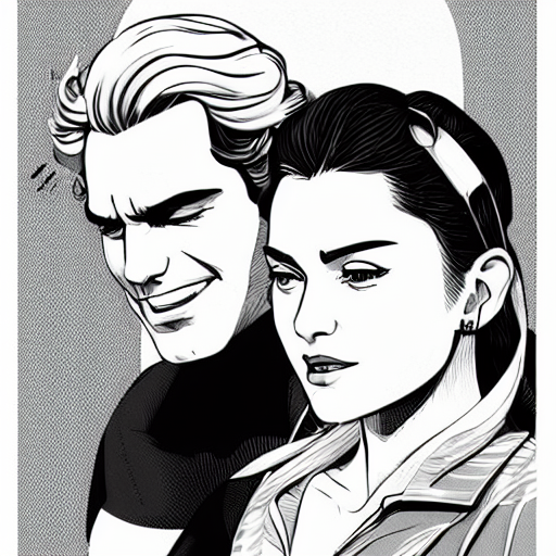 Madonna And Henry Cavill, Clean Cel Shaded Vector Art. Shutt...
