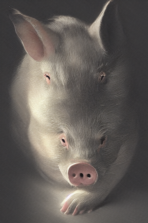A Half Pig Half Cat, Diffuse Lighting, Intricate, Elegant, H...