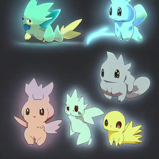 Translucent Cute Pokemon Like Pet With Cute Eyes, Dark Color...