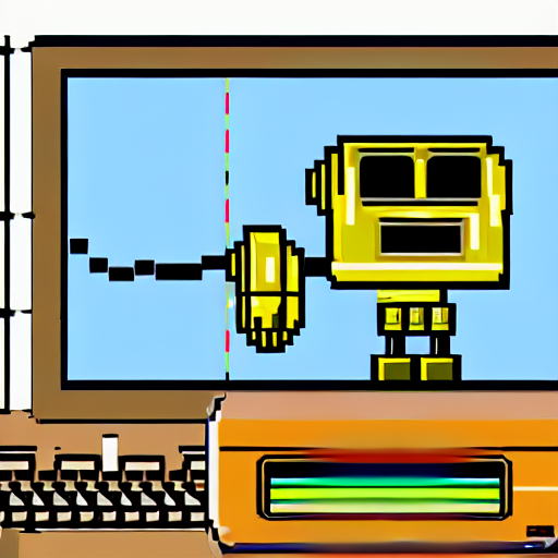 A Robot Coding, On Screen Retro Game Shown — Stable Diffusion AI Prompt: a robot coding, on screen retro game shown