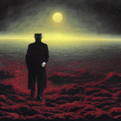 A Lonely Man In Old - Fashioned Attire Is Walking Waist - De... — Stable Diffusion AI Prompt: a lonely man in old - fashioned attire is walking waist - deep in an infinite se...