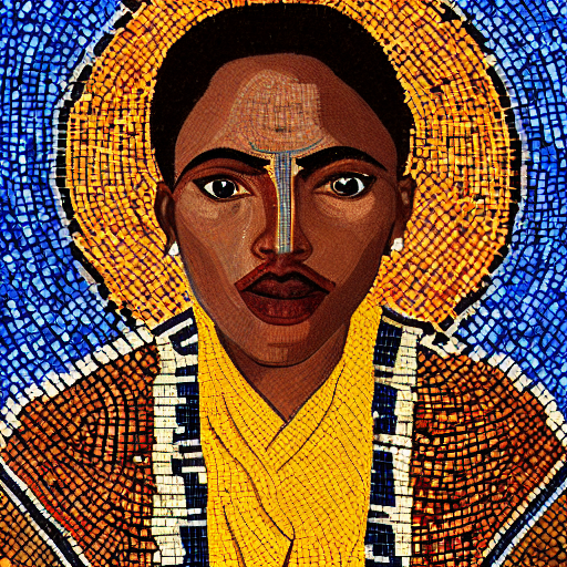 Realistic Half - Body Portrait Of An Ethiopian Amhara Knight...