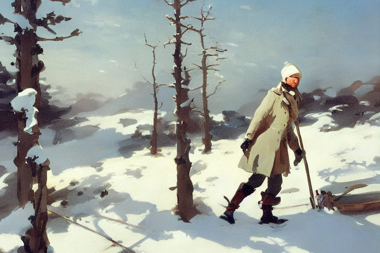 1 9 Century, Airplains Frame Stick In Snow, No Men, No Ppl,...