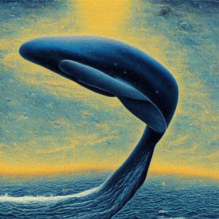A Painting Of A Cosmic Whale By Johfra Bosschart, High Detai...