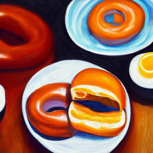 Giant Bagel With Lox And Hard Boiled Egg Detailed Painting 4...