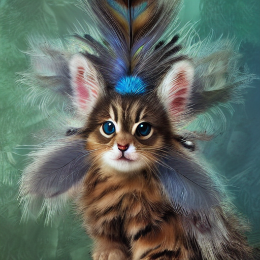Cute Fluffy Baby Kitten Rabbit Hybrid Mixed Creature Charact...