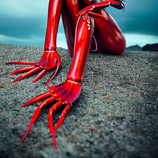 Lobster Human Hybrid In Fashion Photography, Designer Crusta...