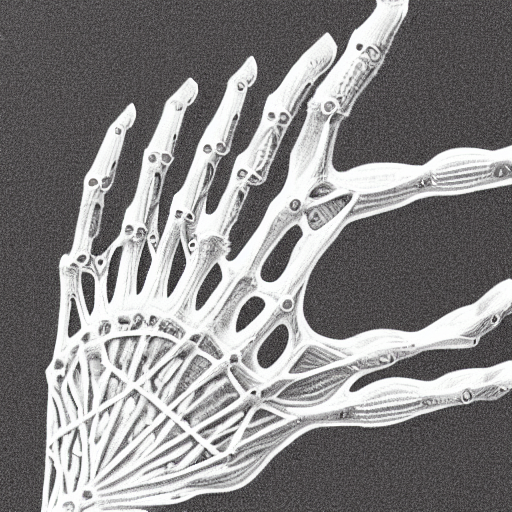 A Biomechanical Hand With Morning Glories Growing From It