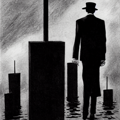 A Man In Formal 1 9 3 0 S Attire Seen From Behind Walking Wa...