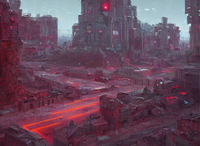 Crumbling Ruined City, Sci - Fi Digital Art By Simon Stalenh...
