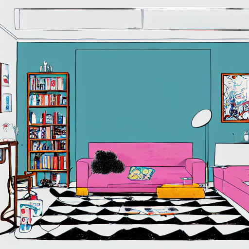 Room With A Sofa, Tv, Poster, Painting, A Computer, Coffee M...