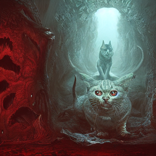 Photorealistic Demonic Eldritch Cat In The Style Of Michael...