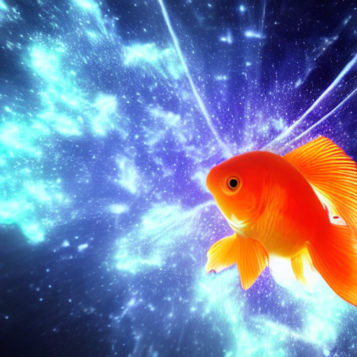 Anime. Cell Shader. Close - Up Goldfish - Themed Space Ship...