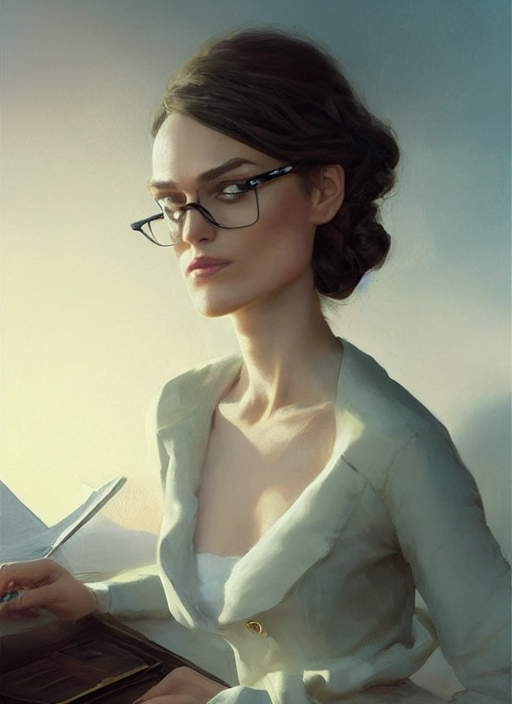 Portrait Of Keira Knightley Disguised As Secretary, Unreal E...