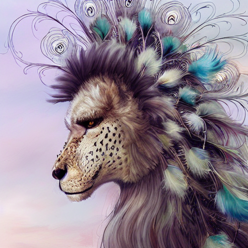 Beautiful Elegant Regal White Fluffy Giraffe Cheetah Lion Ra...