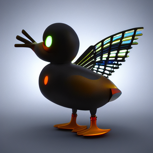 A Biomechanical Duck, Cybertronic, Glowing Eyes, Octane Rend...