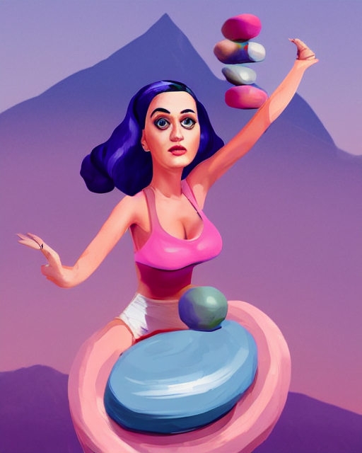 Katy Perry Balancing Stacked Rocks On Her Head, In Gta V, Ar...