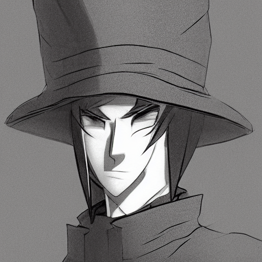 Adult Male Large Wizard Hat With Long Brim Face In Shadow...