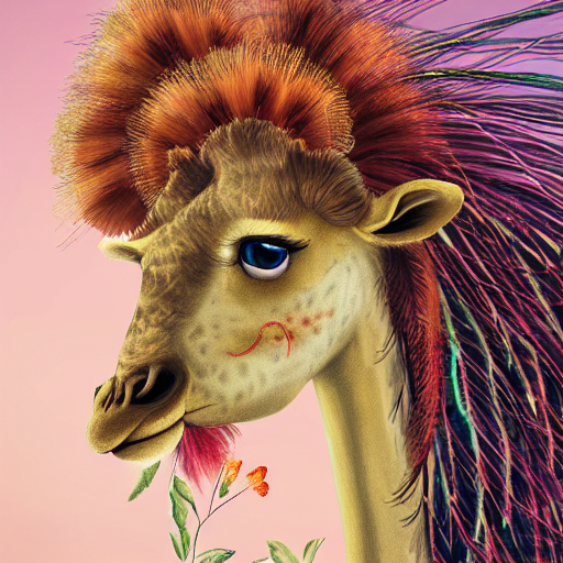 Cute Fluffy Baby Giraffe Lion Hybrid Mixed Creature Characte...