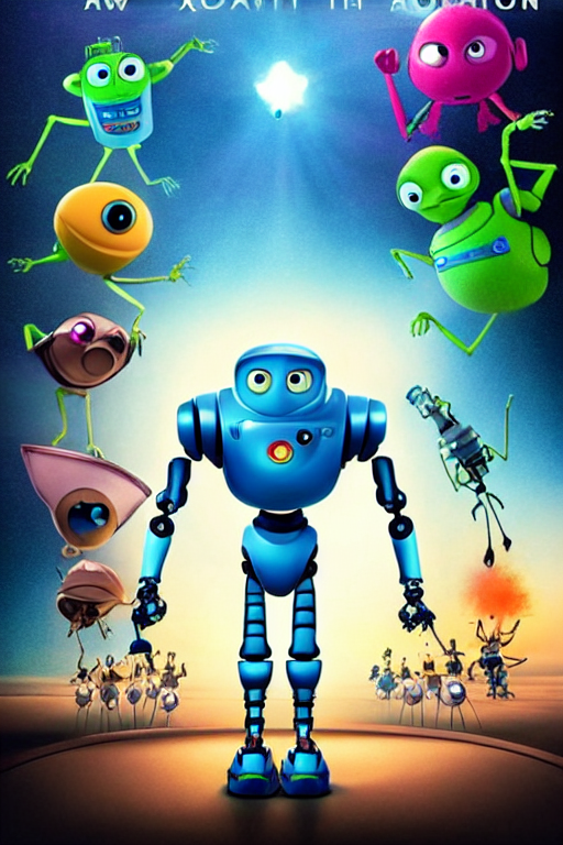 Futuristic Robot Alien Invasion Award Winning Pixar Movie Po...