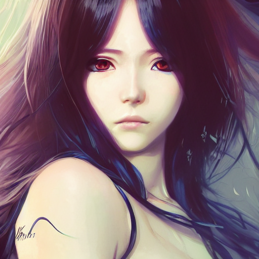 Portrait Anime Female, Long Hair, Big Eyes, Anime Style, Rea...