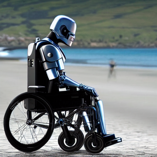 Robocop In A Wheelchair At The Beach, Movie Still, 8 K