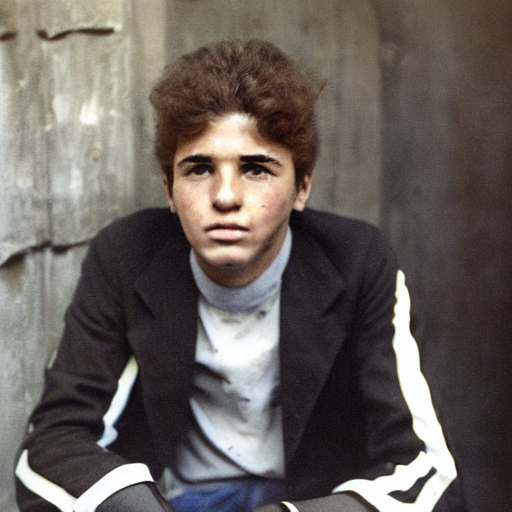 A Close Up Of A Young Man Wearing A Black Jacket, A Colorize...