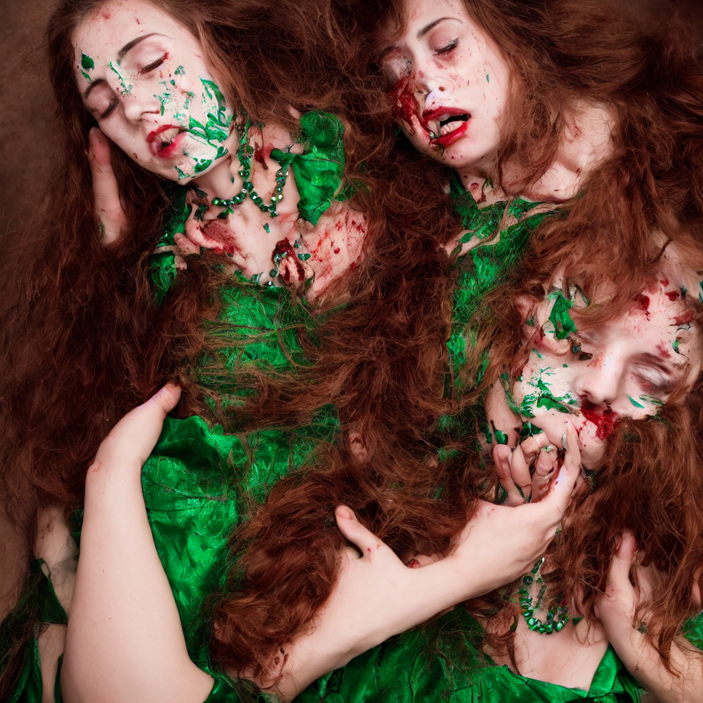 Close Up Of A Terrified Beautiful Frightened Young Woman Wit...