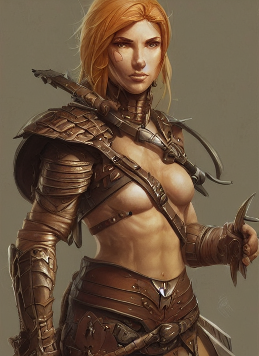 Halforc, Ranger, Art By Artgerm And Greg Rutkowski And Magal...
