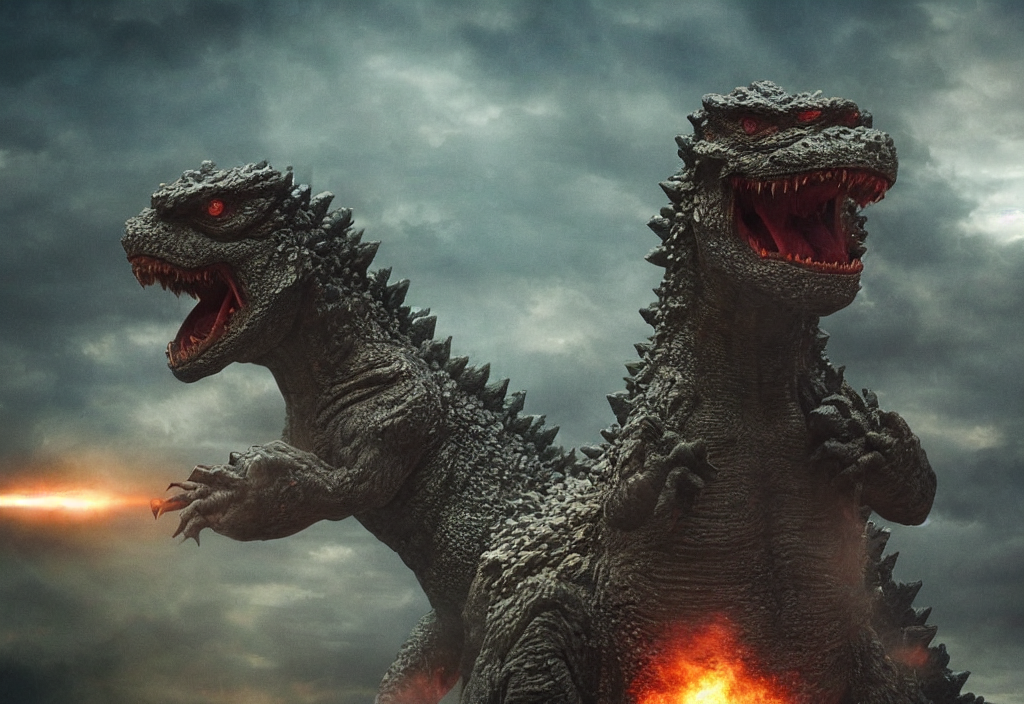 Vfx Color Film Closeup, Huge Godzilla Monster Creature Beast...