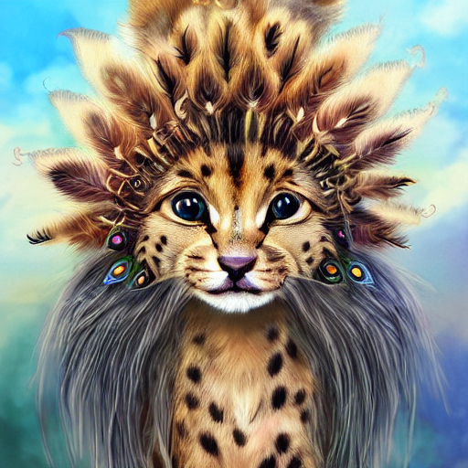Cute Fluffy Baby Cat Lion Cheetah Hybrid Mixed Creature Char...
