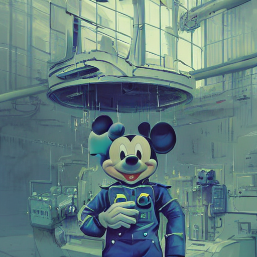 Style Of Beeple, Workshop, Hangar, Mickey Mouse Head, Broken...