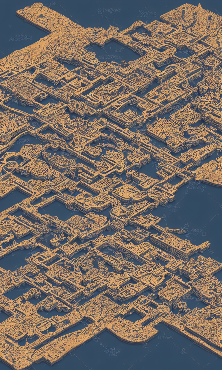 Moroccan Ornate Inspired Coastal City, Axonometric Exploded...