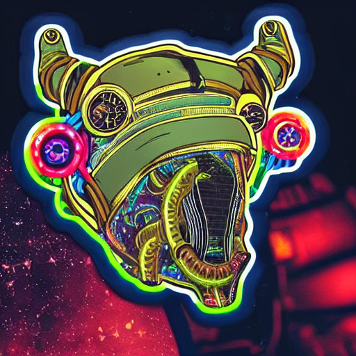 Sticker Art Of A Realistic Alien Camel Head With A Steampunk...