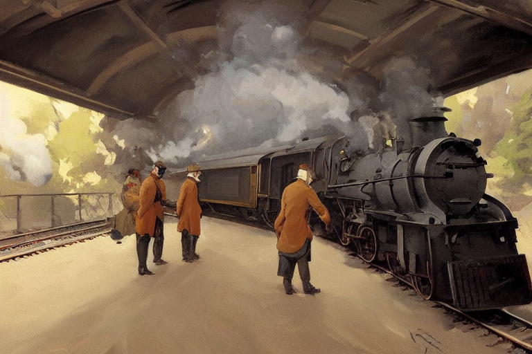 1 9 Century, Smoky Train Goes Into Dark Tunnel, Wide View, I...