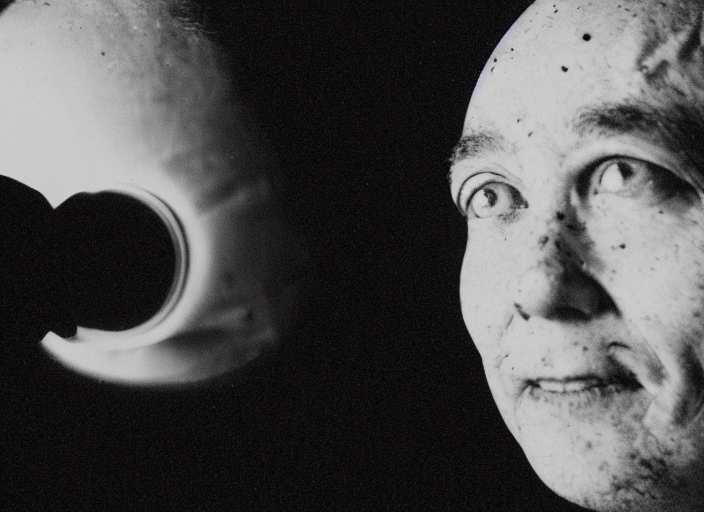 Portrait Photo Of A Scientist, Film Damage, Eyes Scratched O...