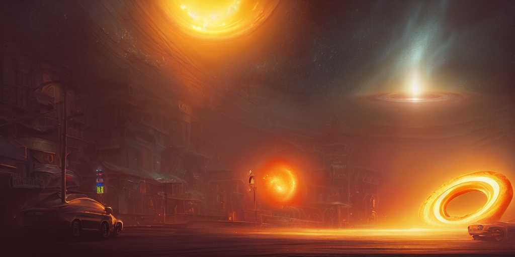 Black Hole Donuts Shape, Film, Dramatic, Cinematic, Highly D...