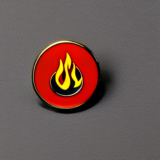 Retro Minimalist Enamel Pin Of A Fire Calligraphy, Warning L... — Stable Diffusion AI Prompt: retro minimalist enamel pin of a fire calligraphy, warning label, studio lightin...