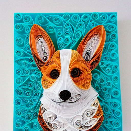 Realistic Corgi, Intricate Paper Quilling, Swirls, Spirals,...