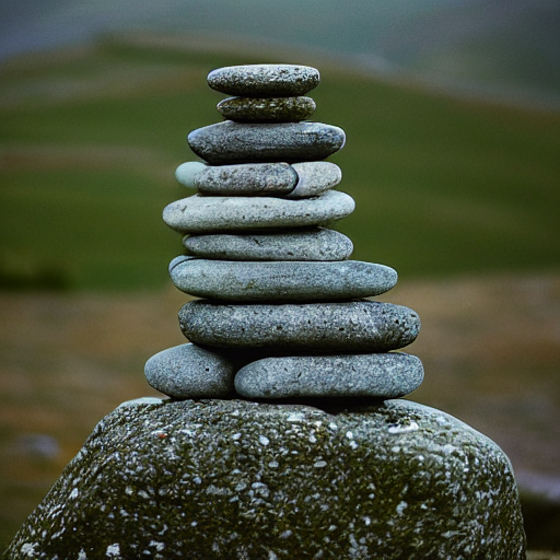 Photograph Of A Stone Cairn In Scotland, Sunrise, Leica Summ...
