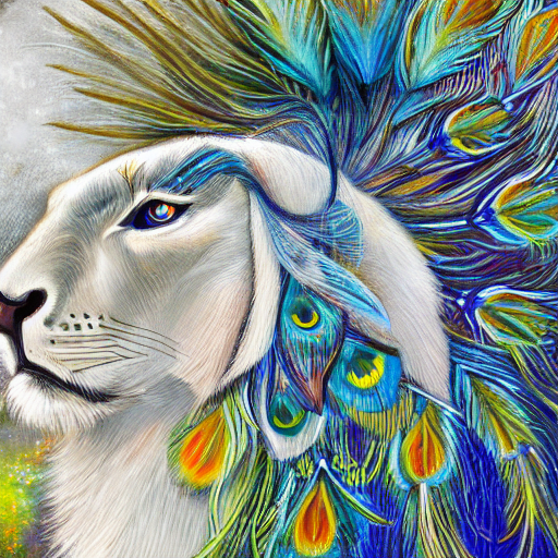 Beautiful White Lioness Three Quarters Profile View, With Tr...