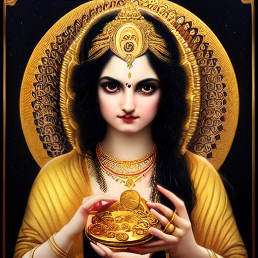 Lakshmi Goddess Of Wealth, Long Wavy Black Hair, Beautiful P...