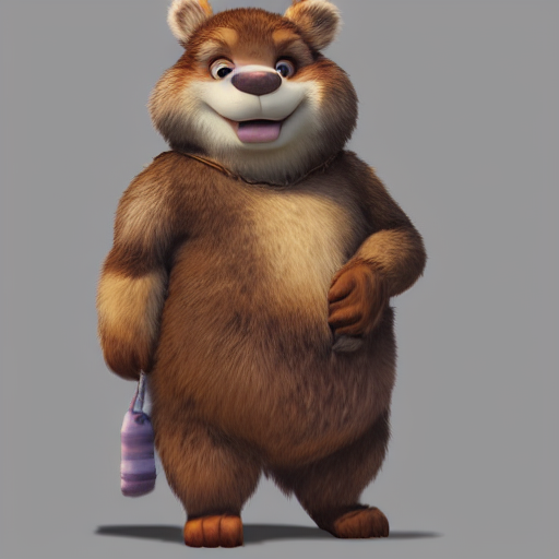 Portrait Character Design A Young Cute Fluffy Bear Character...