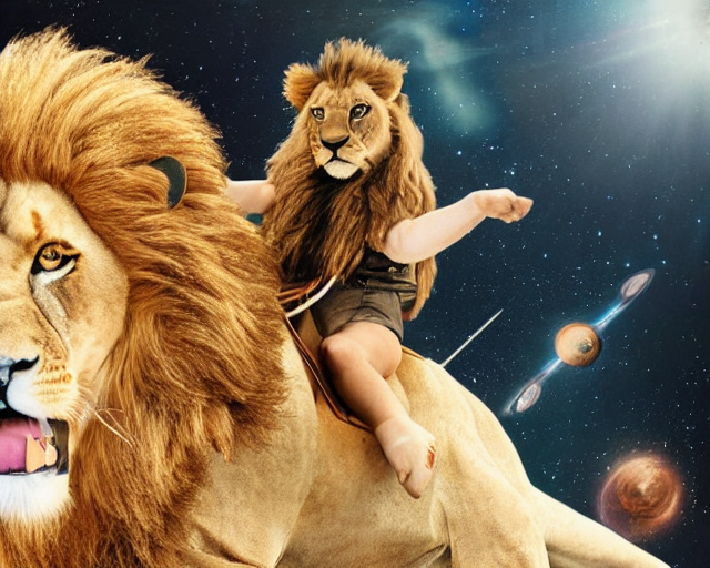 Harry Styles Riding A Lion In Space,